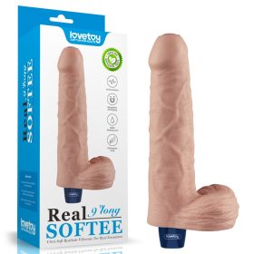 Dildo vibrant reîncărcabil REAL SOFTEE de 9" (Flesh)