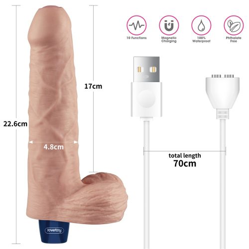 Dildo vibrant reîncărcabil REAL SOFTEE de 9" (Flesh)