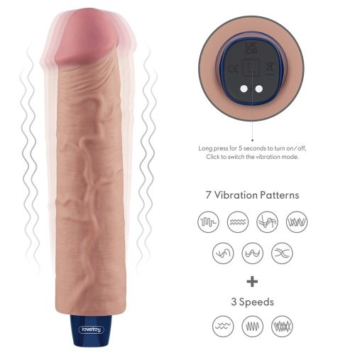 Dildo vibrant reîncărcabil de 9,5" REAL SOFTEE (Flesh)