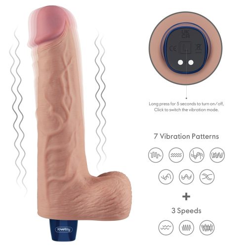 Dildo vibrant reîncărcabil REAL SOFTEE de 10" (Flesh)_B15O50_4