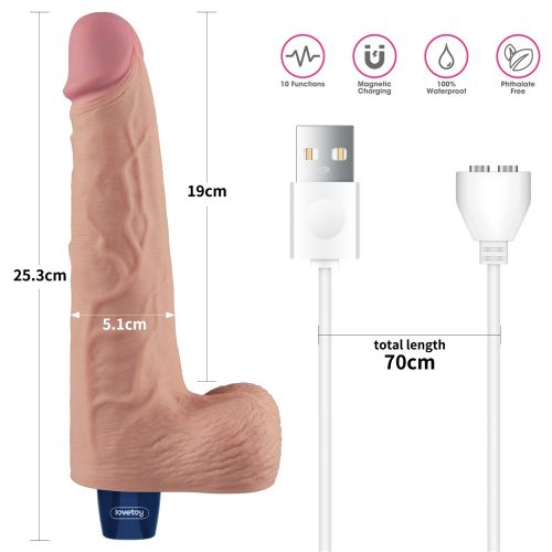Dildo vibrant reîncărcabil REAL SOFTEE de 10" (Flesh)_B15O50_4