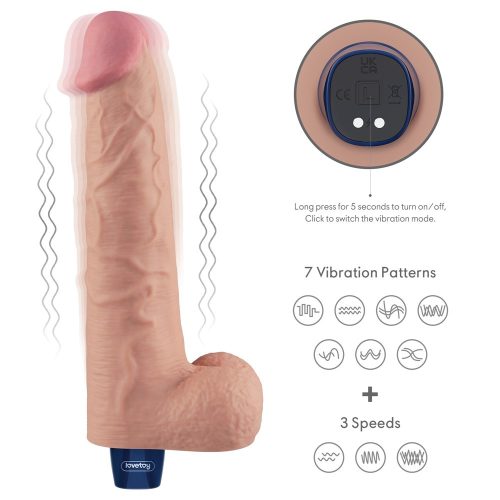 Dildo vibrant reîncărcabil REAL SOFTEE de 10,5" (Flesh)_B15O50_4