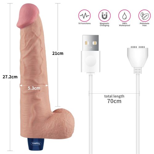 Dildo vibrant reîncărcabil REAL SOFTEE de 10,5" (Flesh)_B15O50_4
