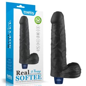   Dildo vibrant reîncărcabil REAL SOFTEE de 9" (Negru)_B15O50_4