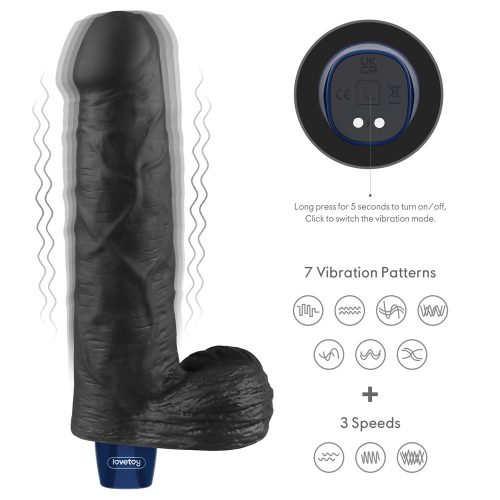 Dildo vibrant reîncărcabil REAL SOFTEE de 9" (Negru)_B15O50_4