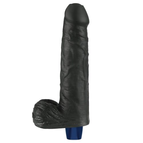 Dildo vibrant reîncărcabil REAL SOFTEE de 9" (Negru)_B15O50_4