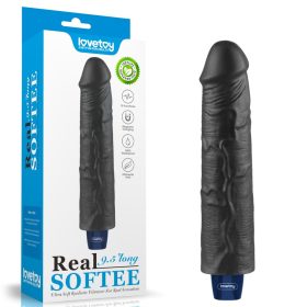   Dildo vibrant reîncărcabil REAL SOFTEE de 9,5" (Negru)_B15O50_4