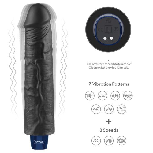 Dildo vibrant reîncărcabil REAL SOFTEE de 9,5" (Negru)_B15O50_4