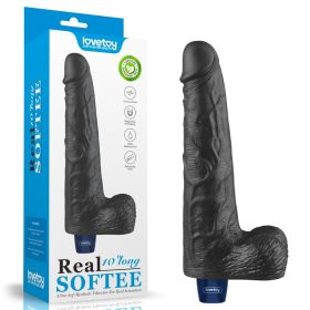   Dildo vibrant reîncărcabil REAL SOFTEE de 10" (Negru)_B15O50_4