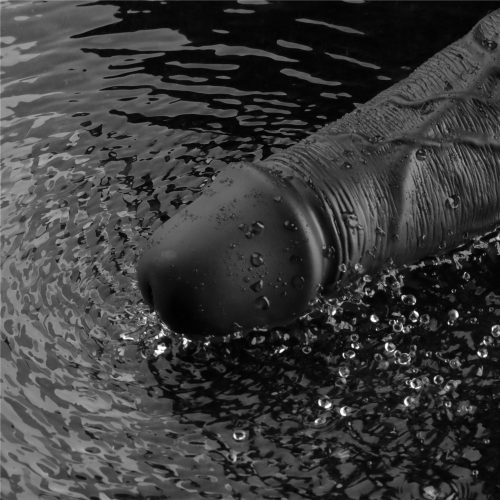 Dildo vibrant reîncărcabil REAL SOFTEE de 10" (Negru)_B15O50_4