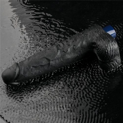 Dildo vibrant reîncărcabil REAL SOFTEE de 10" (Negru)_B15O50_4