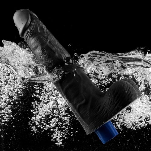 Dildo vibrant reîncărcabil REAL SOFTEE de 10" (Negru)_B15O50_4