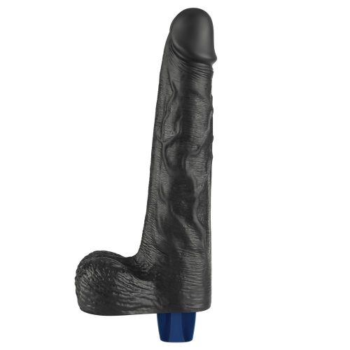 Dildo vibrant reîncărcabil REAL SOFTEE de 10" (Negru)_B15O50_4
