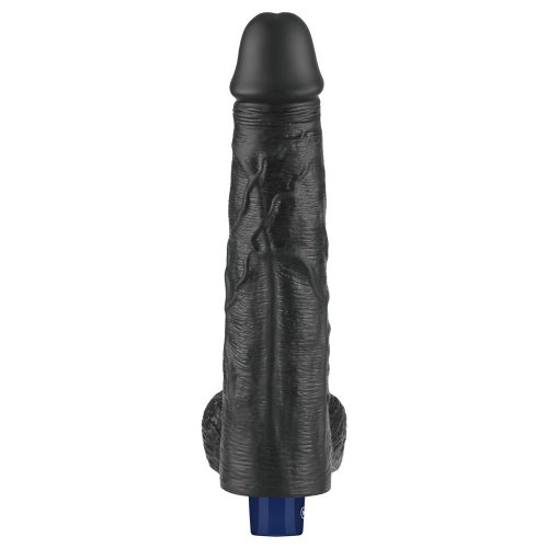 Dildo vibrant reîncărcabil REAL SOFTEE de 10" (Negru)_B15O50_4