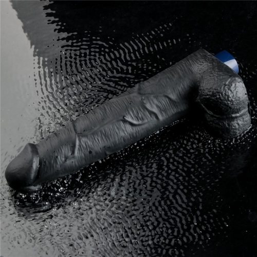 Dildo vibrant reîncărcabil REAL SOFTEE de 10,5" (Negru)_B15O50_4