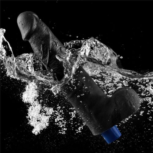 Dildo vibrant reîncărcabil REAL SOFTEE de 10,5" (Negru)_B15O50_4