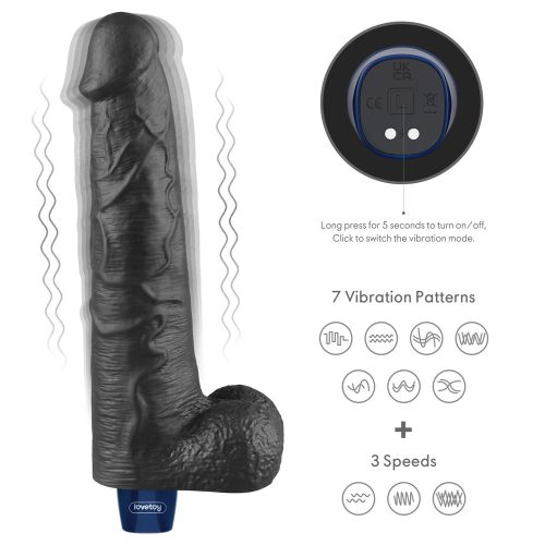 Dildo vibrant reîncărcabil REAL SOFTEE de 10,5" (Negru)_B15O50_4