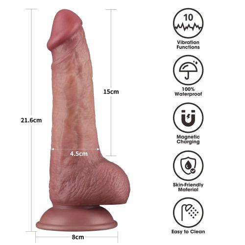 Penis de putere cu densitate dublă vibrantă de 8,5''