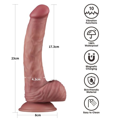 Penis de putere cu dublă densitate vibrantă de 9''