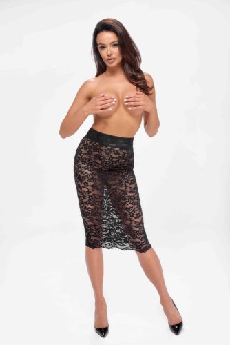 Fustă midi cu șireturi ambivalente - XL