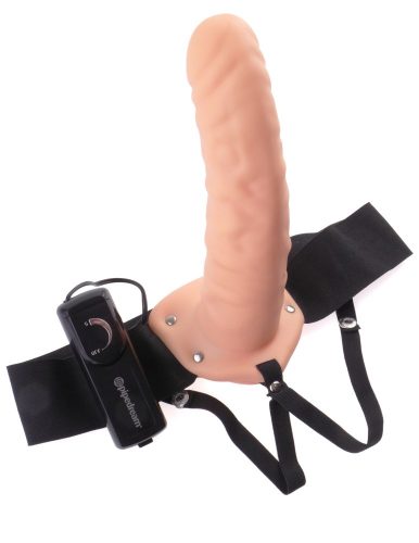 8" Strap-on Hollow Vibrant Light/Negru