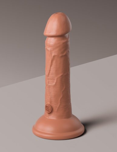 6" Dublă densitate vibrantă din silicon cu penis bronzat