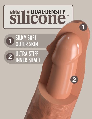 8" Dublă densitate vibrantă din silicon cock tan