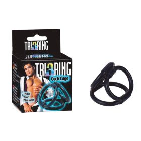 Tri Ring Cock Cage Negru