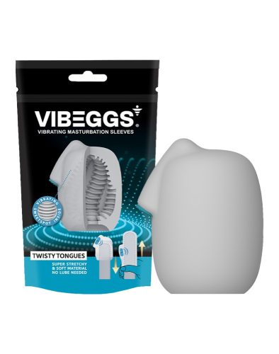 VIBEGGS - Twisty Tongues - Mânecă vibrantă pentru masturbare - Albă